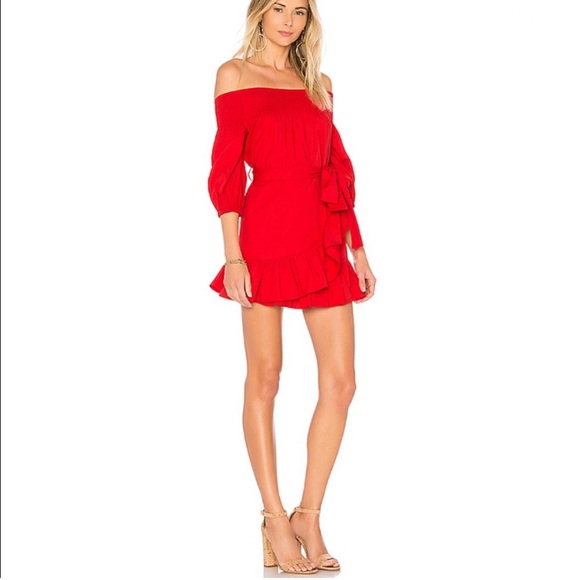 TULAROSA Maida Ruffle Dress in Red Poppy Size S - Picture 3 of 9